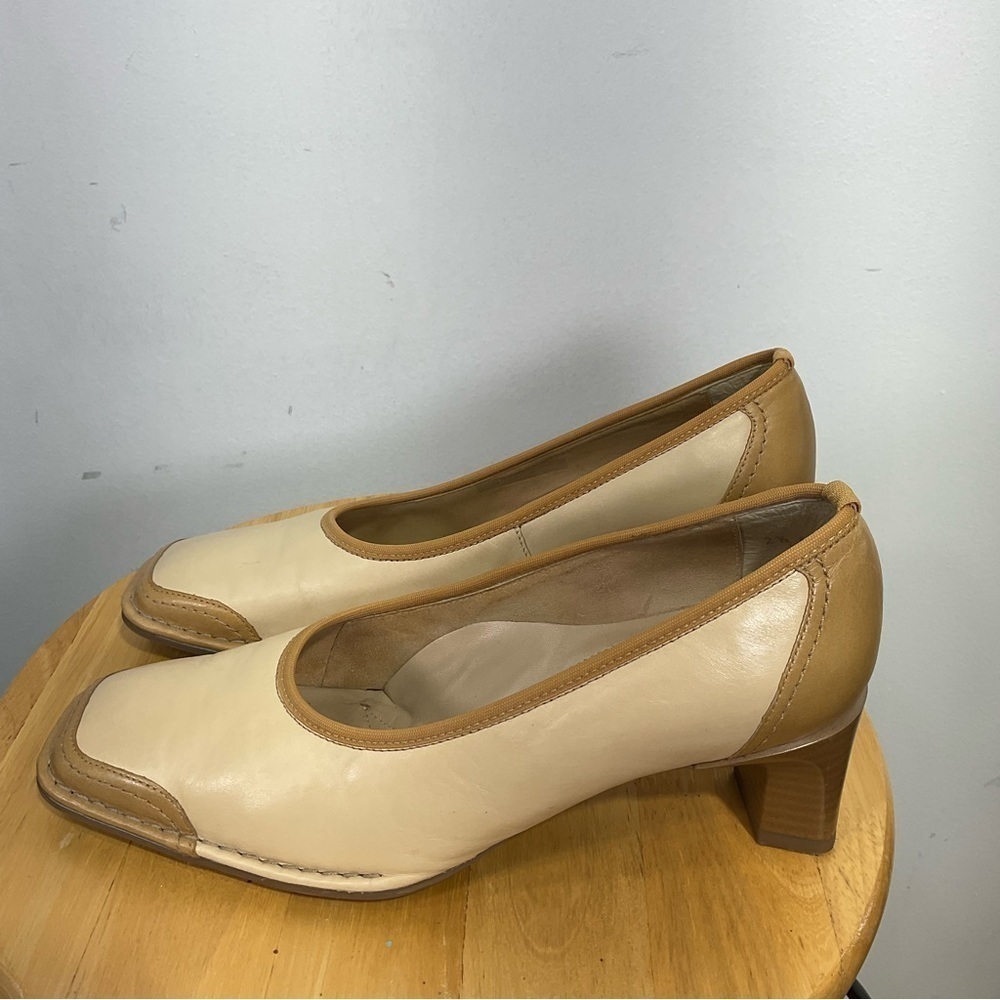 ARA Flex Shoes Leather Cream And Camel Relax Spectator Pumps Low Heels Size 5 - Picture 2 of 8